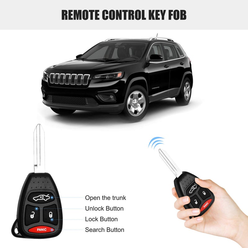 VOFONO Keyless Entry Remote Key Fob Fits for 05-07 Chrysler 300, 07-09 Chrysler Aspen, 06-07 Dodge Charger, 07-09 Dodge Durango, 06-07 Jeep Commander, 05-07 Jeep Cherokee (KOBDT04A OHT692427AA) - Image 4